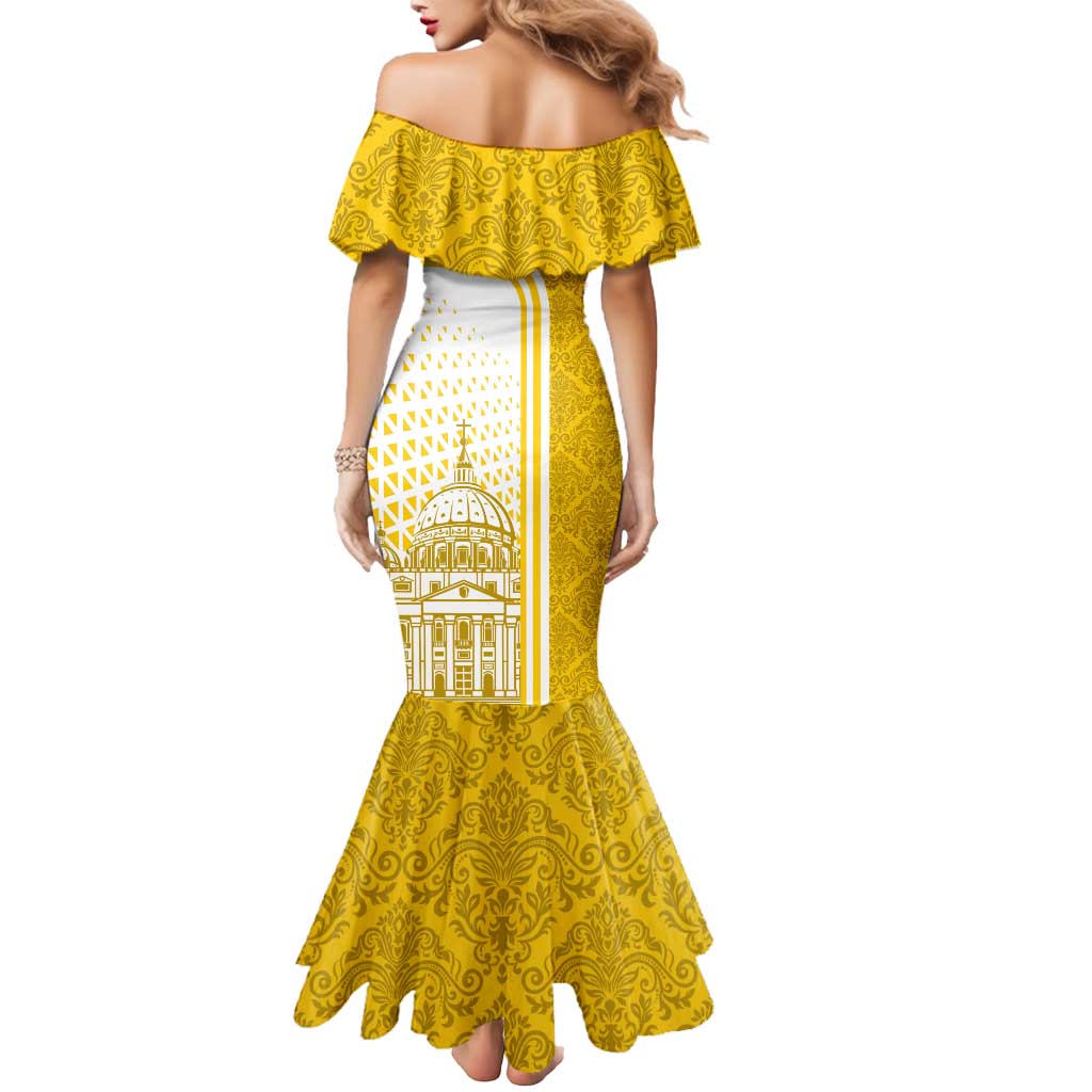 Vatican City Mermaid Dress St. Peter’s Basilica & Papal Emblem Gold Ornate Architecture