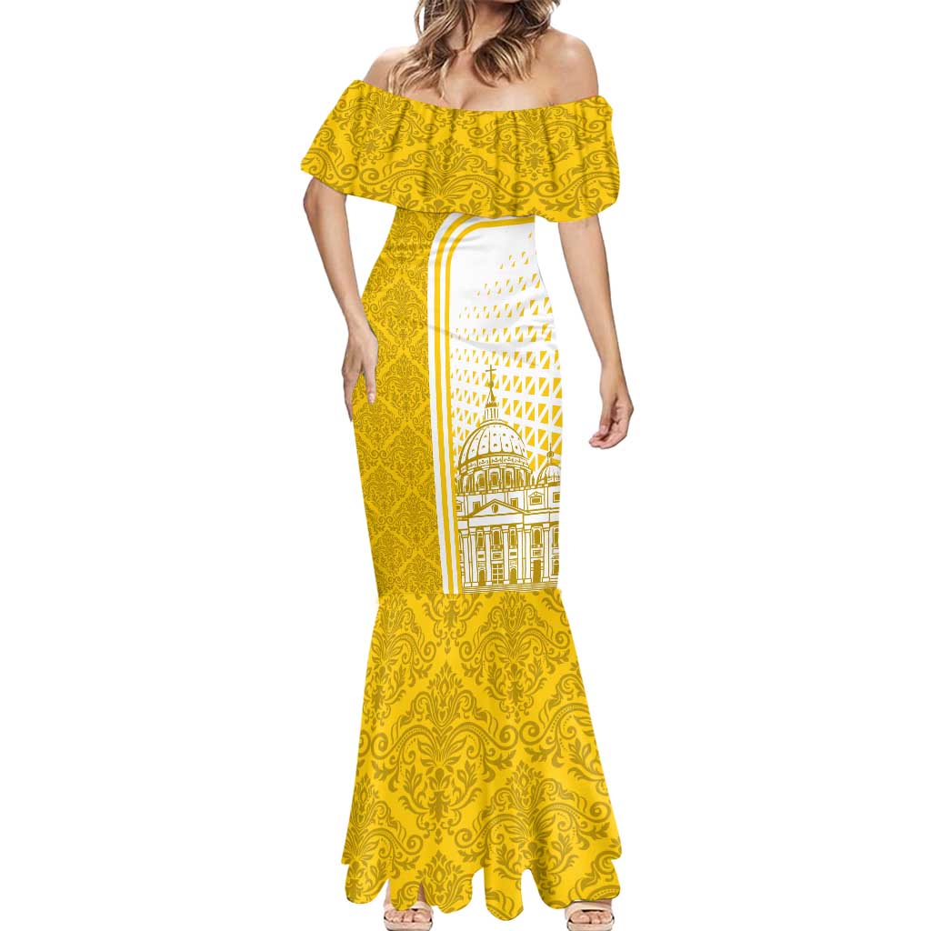 Vatican City Mermaid Dress St. Peter’s Basilica & Papal Emblem Gold Ornate Architecture