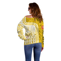 Vatican City Off Shoulder Sweater St. Peter’s Basilica & Papal Emblem Gold Ornate Architecture