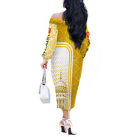 Vatican City Off The Shoulder Long Sleeve Dress St. Peter’s Basilica & Papal Emblem Gold Ornate Architecture