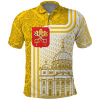 Vatican City Polo Shirt St. Peter’s Basilica & Papal Emblem Gold Ornate Architecture