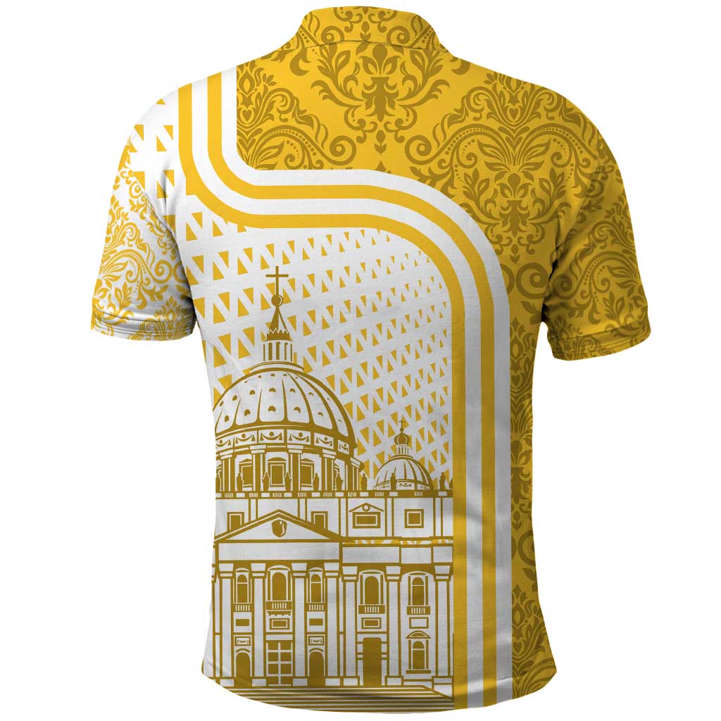 Vatican City Polo Shirt St. Peter’s Basilica & Papal Emblem Gold Ornate Architecture