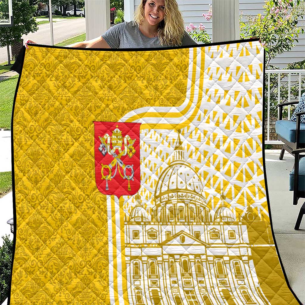 Vatican City Quilt St. Peter’s Basilica & Papal Emblem Gold Ornate Architecture