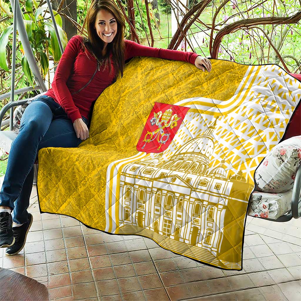 Vatican City Quilt St. Peter’s Basilica & Papal Emblem Gold Ornate Architecture