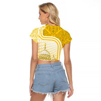 Vatican City Raglan Cropped T Shirt St. Peter’s Basilica & Papal Emblem Gold Ornate Architecture