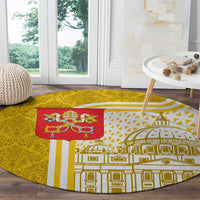 Vatican City Round Carpet St. Peter’s Basilica & Papal Emblem Gold Ornate Architecture