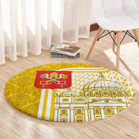 Vatican City Round Carpet St. Peter’s Basilica & Papal Emblem Gold Ornate Architecture