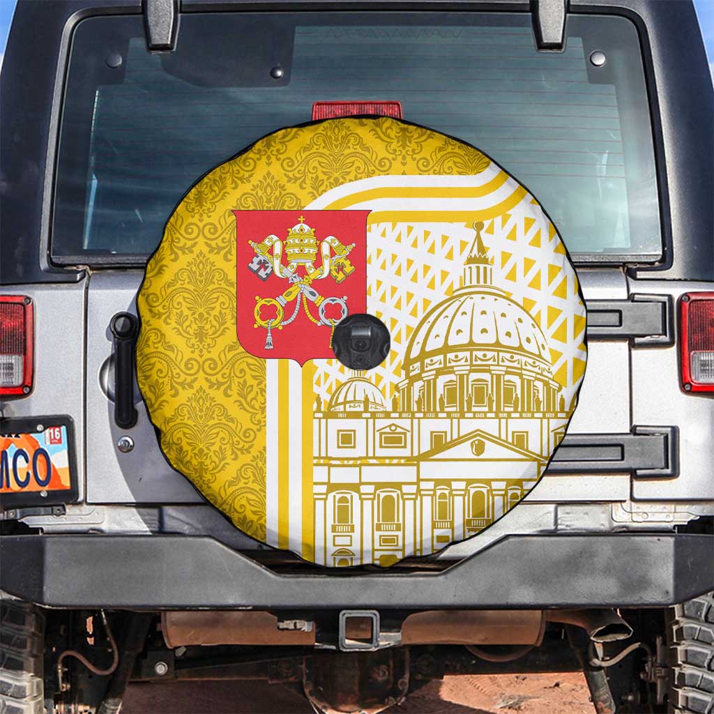 Vatican City Spare Tire Cover St. Peter’s Basilica & Papal Emblem Gold Ornate Architecture