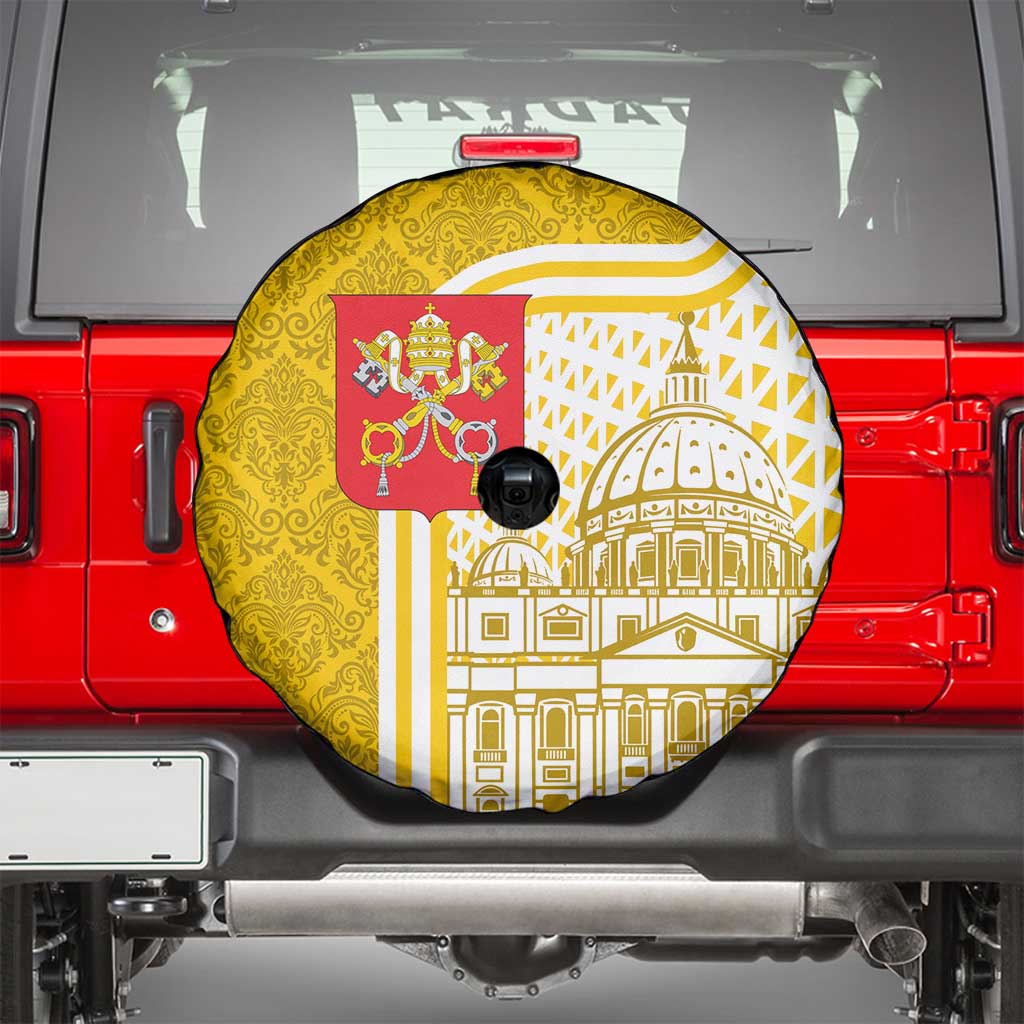 Vatican City Spare Tire Cover St. Peter’s Basilica & Papal Emblem Gold Ornate Architecture