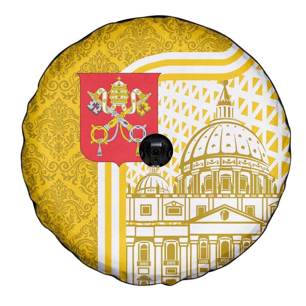 Vatican City Spare Tire Cover St. Peter’s Basilica & Papal Emblem Gold Ornate Architecture