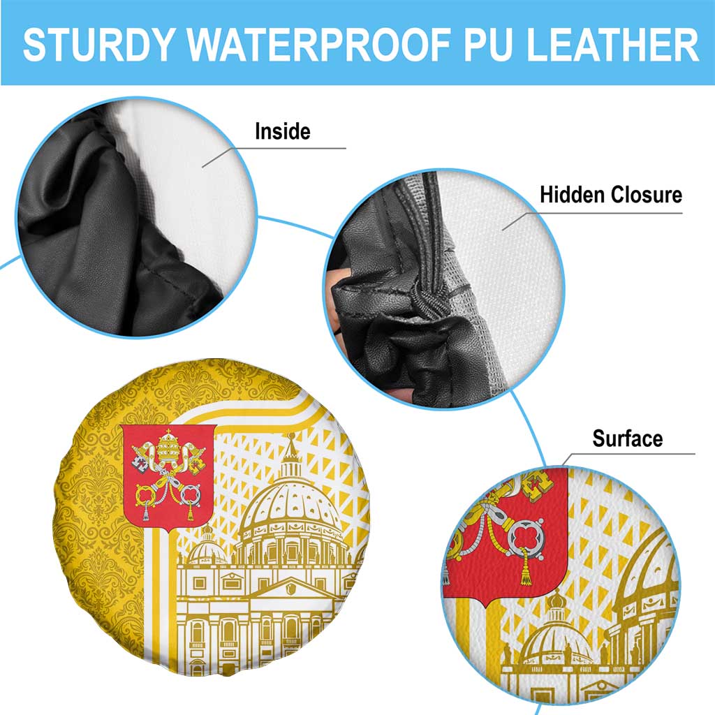 Vatican City Spare Tire Cover St. Peter’s Basilica & Papal Emblem Gold Ornate Architecture