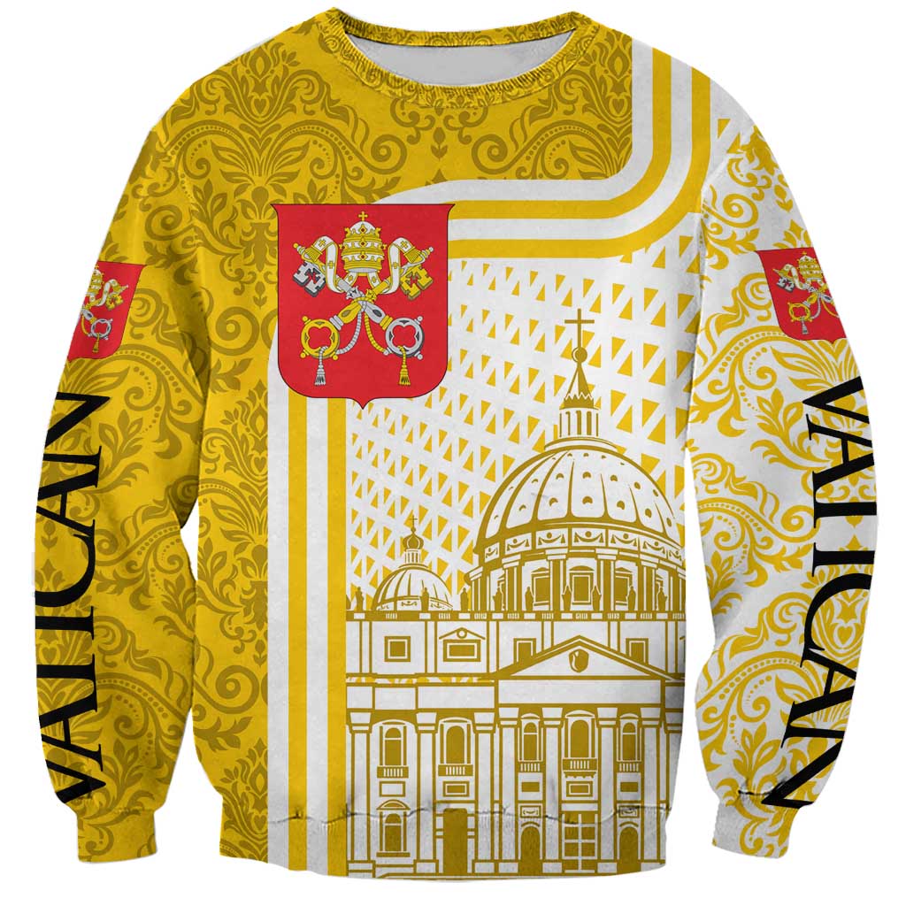 Vatican City Sweatshirt St. Peter’s Basilica & Papal Emblem Gold Ornate Architecture