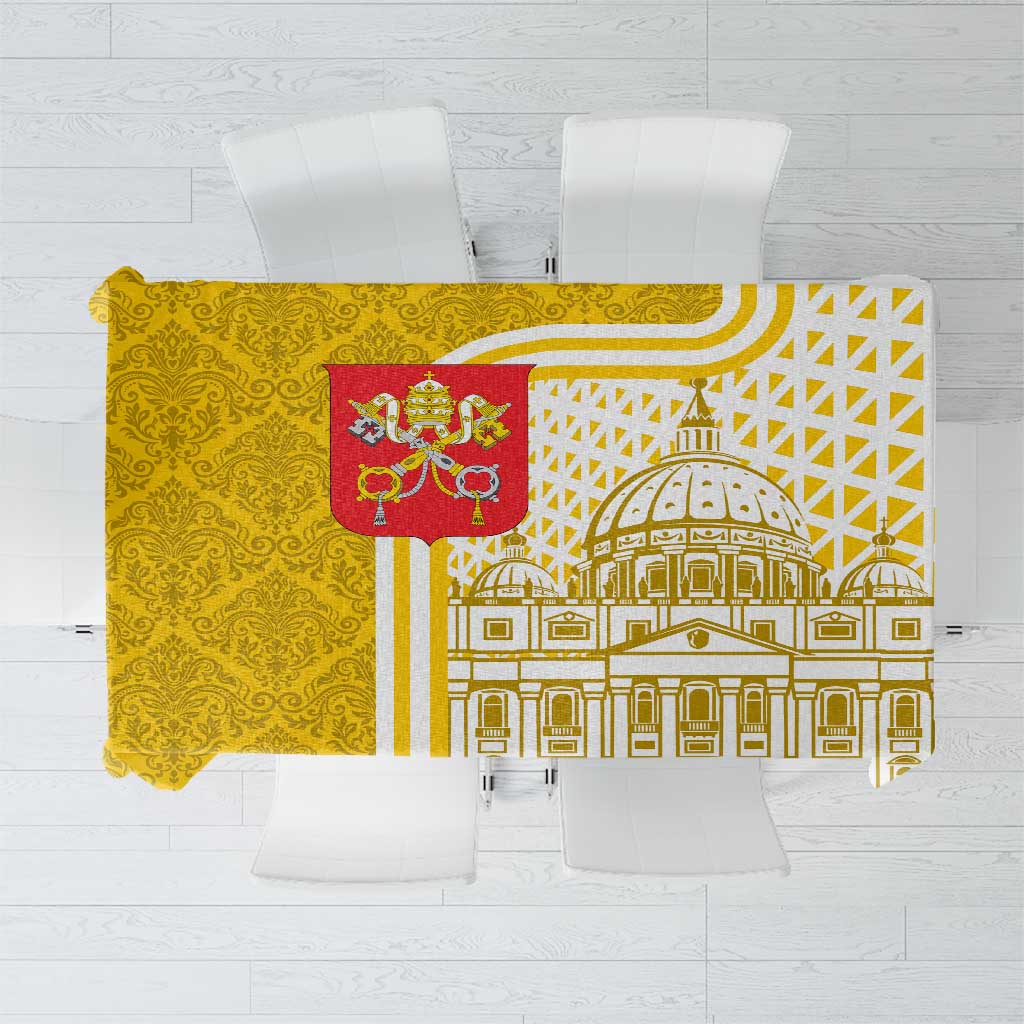 Vatican City Tablecloth St. Peter’s Basilica & Papal Emblem Gold Ornate Architecture