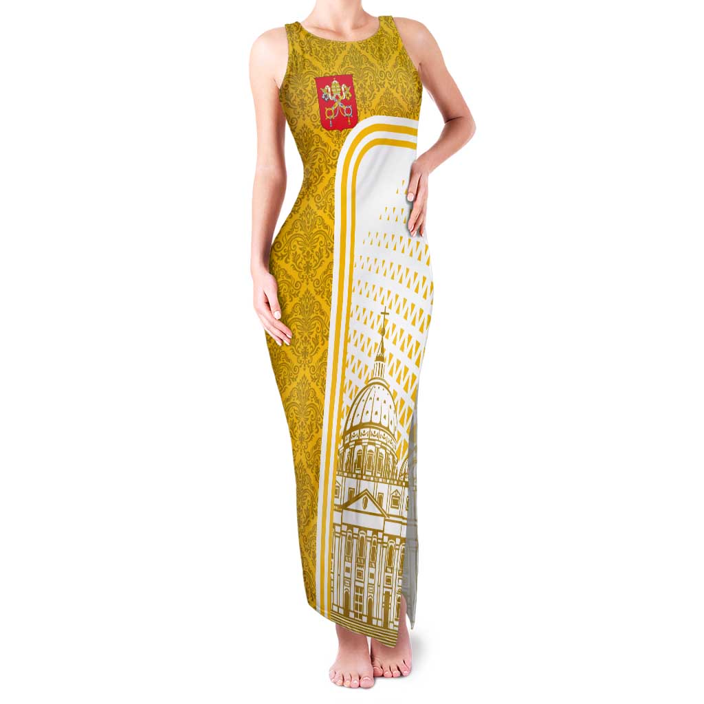 Vatican City Tank Maxi Dress St. Peter’s Basilica & Papal Emblem Gold Ornate Architecture