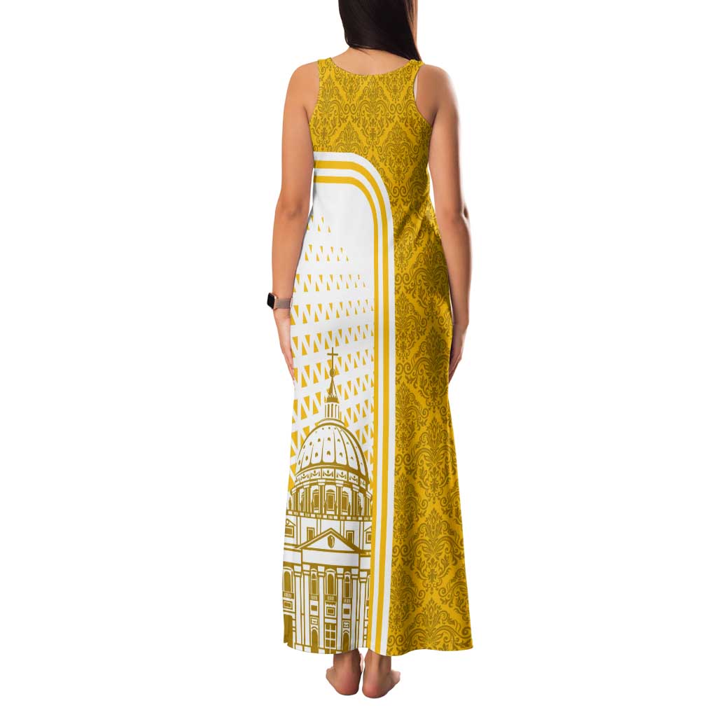 Vatican City Tank Maxi Dress St. Peter’s Basilica & Papal Emblem Gold Ornate Architecture