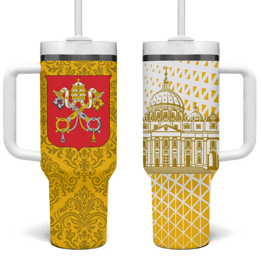 Vatican City Tumbler With Handle St. Peter’s Basilica & Papal Emblem Gold Ornate Architecture