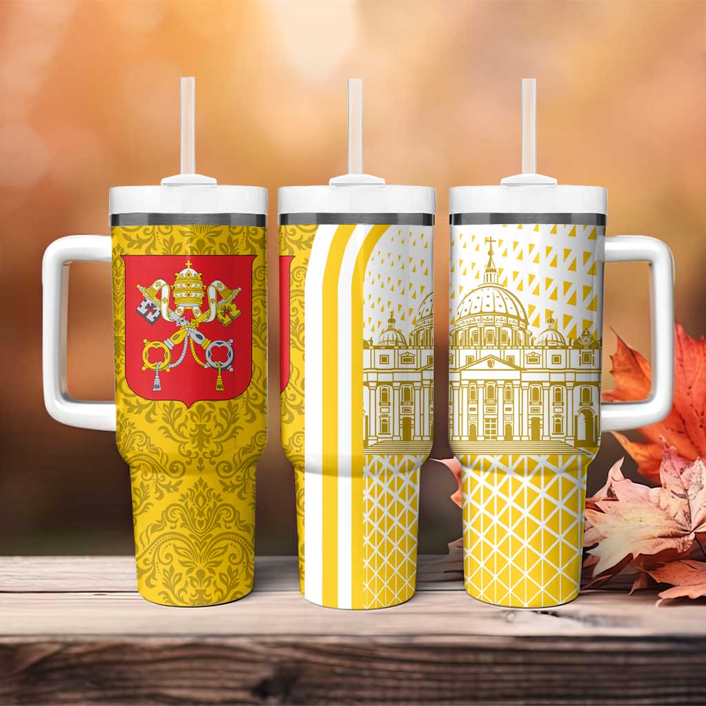 Vatican City Tumbler With Handle St. Peter’s Basilica & Papal Emblem Gold Ornate Architecture