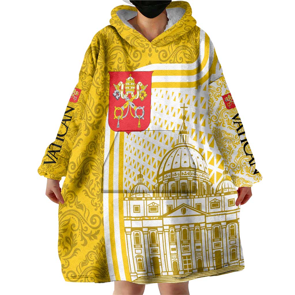 Vatican City Wearable Blanket Hoodie St. Peter’s Basilica & Papal Emblem Gold Ornate Architecture