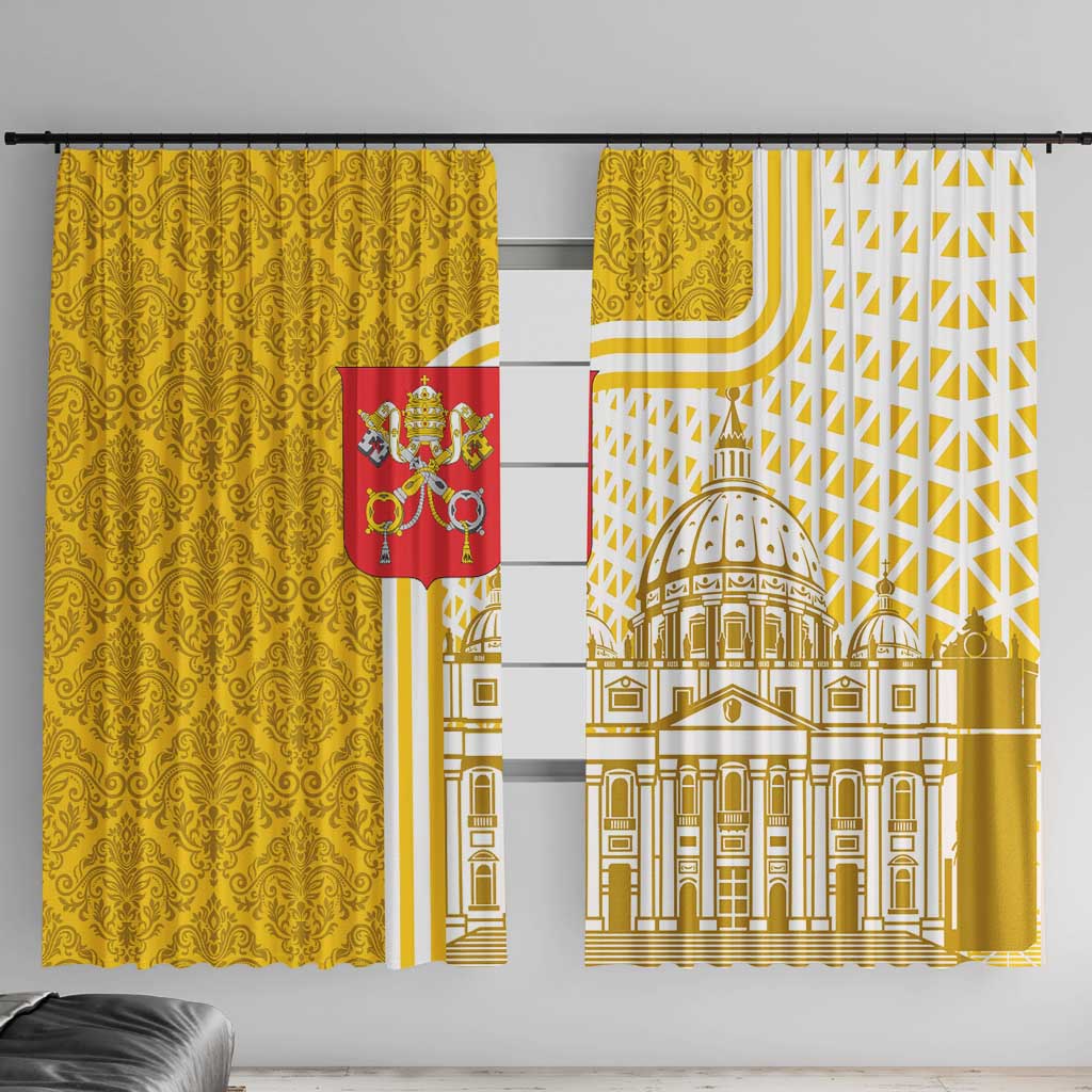 Vatican City Window Curtain St. Peter’s Basilica & Papal Emblem Gold Ornate Architecture