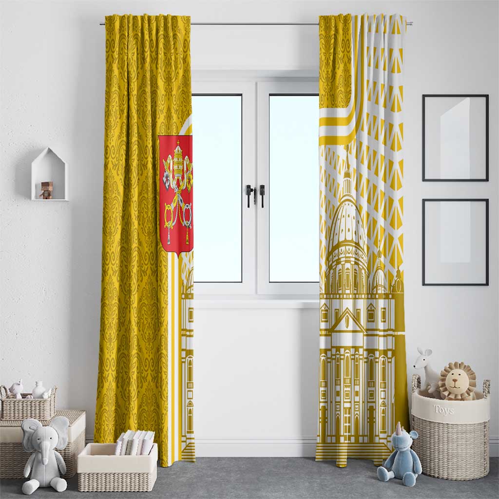 Vatican City Window Curtain St. Peter’s Basilica & Papal Emblem Gold Ornate Architecture