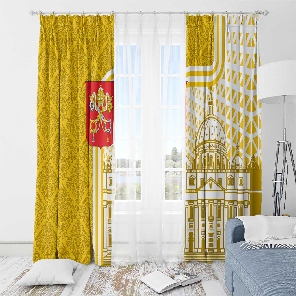 Vatican City Window Curtain St. Peter’s Basilica & Papal Emblem Gold Ornate Architecture