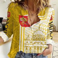 Vatican City Women Casual Shirt St. Peter’s Basilica & Papal Emblem Gold Ornate Architecture