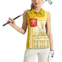 Vatican City Women Sleeveless Polo Shirt St. Peter’s Basilica & Papal Emblem Gold Ornate Architecture