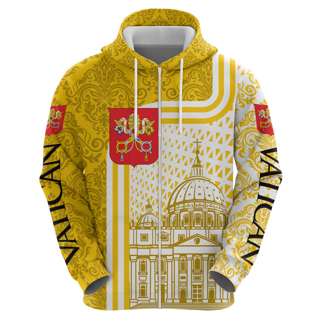 Vatican City Zip Hoodie St. Peter’s Basilica & Papal Emblem Gold Ornate Architecture