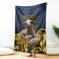 Agnus Dei Lamb of God Blanket Latin Catholic Art with Gold Baroque Accents
