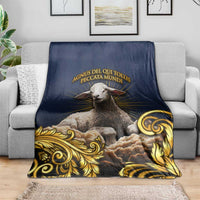 Agnus Dei Lamb of God Blanket Latin Catholic Art with Gold Baroque Accents