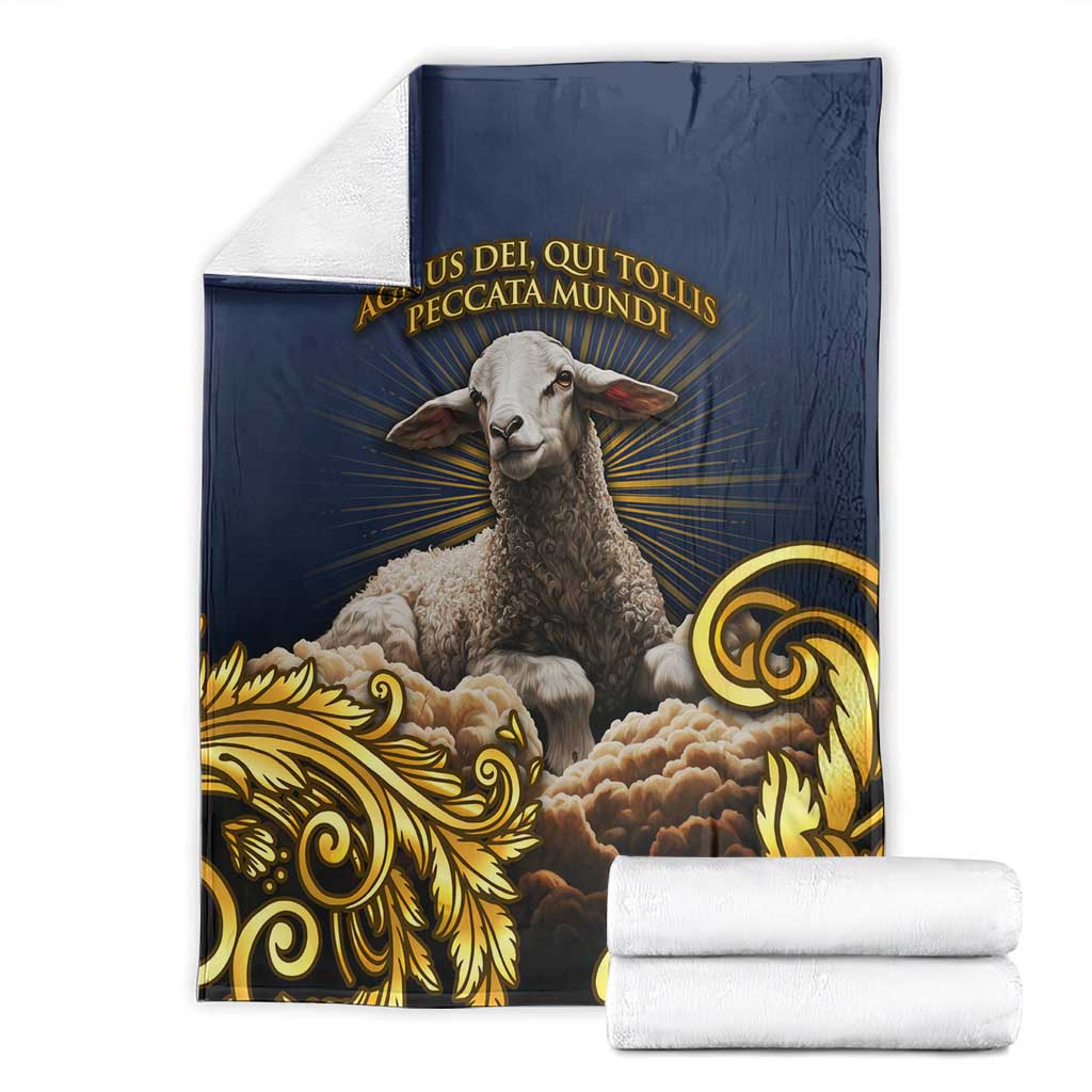 Agnus Dei Lamb of God Blanket Latin Catholic Art with Gold Baroque Accents