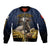Agnus Dei Lamb of God Bomber Jacket Latin Catholic Art with Gold Baroque Accents