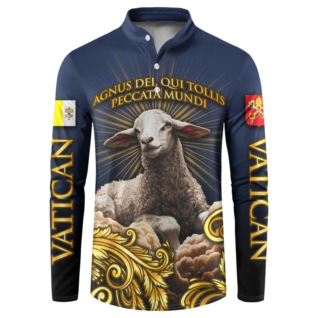 Agnus Dei Lamb of God Button Sweatshirt Latin Catholic Art with Gold Baroque Accents