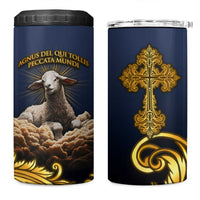 Agnus Dei Lamb of God 4 in 1 Can Cooler Tumbler Latin Catholic Art with Gold Baroque Accents