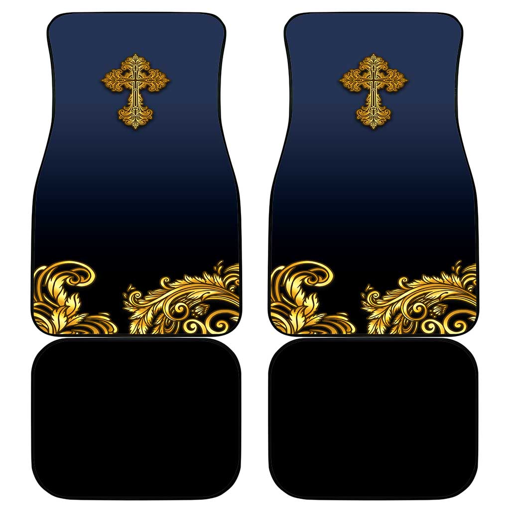 Agnus Dei Lamb of God Car Mats Latin Catholic Art with Gold Baroque Accents