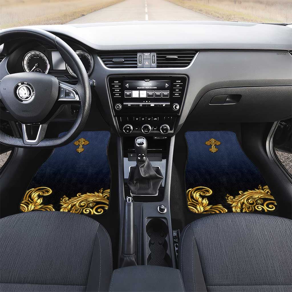 Agnus Dei Lamb of God Car Mats Latin Catholic Art with Gold Baroque Accents