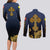 Agnus Dei Lamb of God Couples Matching Long Sleeve Bodycon Dress and Long Sleeve Button Shirt Latin Catholic Art with Gold Baroque Accents