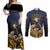 Agnus Dei Lamb of God Couples Matching Off Shoulder Maxi Dress and Long Sleeve Button Shirt Latin Catholic Art with Gold Baroque Accents