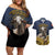 Agnus Dei Lamb of God Couples Matching Off Shoulder Short Dress and Hawaiian Shirt Latin Catholic Art with Gold Baroque Accents
