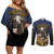 Agnus Dei Lamb of God Couples Matching Off Shoulder Short Dress and Long Sleeve Button Shirt Latin Catholic Art with Gold Baroque Accents