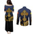 Agnus Dei Lamb of God Couples Matching Puletasi and Long Sleeve Button Shirt Latin Catholic Art with Gold Baroque Accents