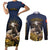 Agnus Dei Lamb of God Couples Matching Short Sleeve Bodycon Dress and Long Sleeve Button Shirt Latin Catholic Art with Gold Baroque Accents