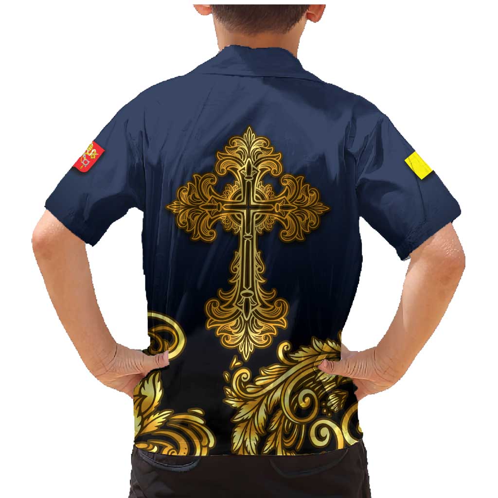 Agnus Dei Lamb of God Family Matching Mermaid Dress and Hawaiian Shirt Latin Catholic Art with Gold Baroque Accents