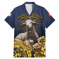 Agnus Dei Lamb of God Family Matching Mermaid Dress and Hawaiian Shirt Latin Catholic Art with Gold Baroque Accents