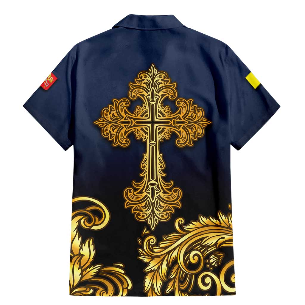 Agnus Dei Lamb of God Family Matching Mermaid Dress and Hawaiian Shirt Latin Catholic Art with Gold Baroque Accents