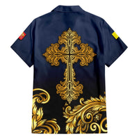 Agnus Dei Lamb of God Family Matching Off The Shoulder Long Sleeve Dress and Hawaiian Shirt Latin Catholic Art with Gold Baroque Accents