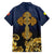 Agnus Dei Lamb of God Family Matching Off The Shoulder Long Sleeve Dress and Hawaiian Shirt Latin Catholic Art with Gold Baroque Accents