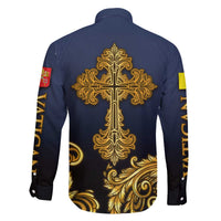 Agnus Dei Lamb of God Family Matching Off The Shoulder Long Sleeve Dress and Hawaiian Shirt Latin Catholic Art with Gold Baroque Accents