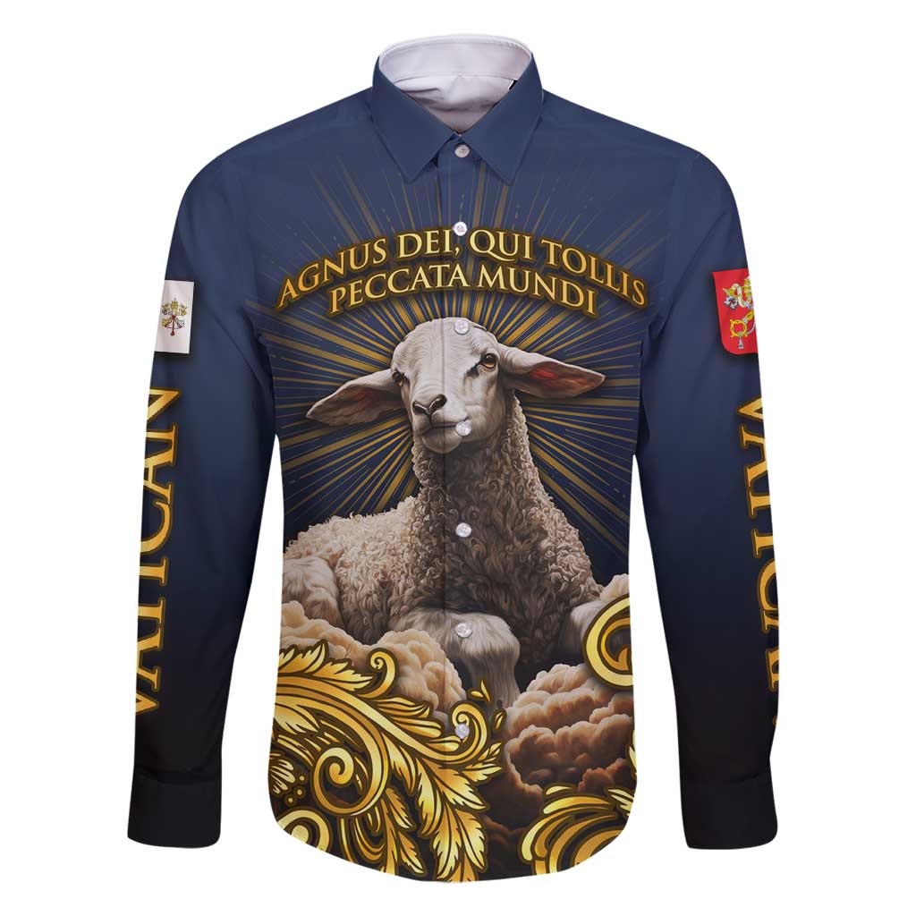 Agnus Dei Lamb of God Family Matching Off Shoulder Maxi Dress and Hawaiian Shirt Latin Catholic Art with Gold Baroque Accents