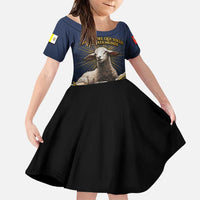 Agnus Dei Lamb of God Family Matching Puletasi and Hawaiian Shirt Latin Catholic Art with Gold Baroque Accents